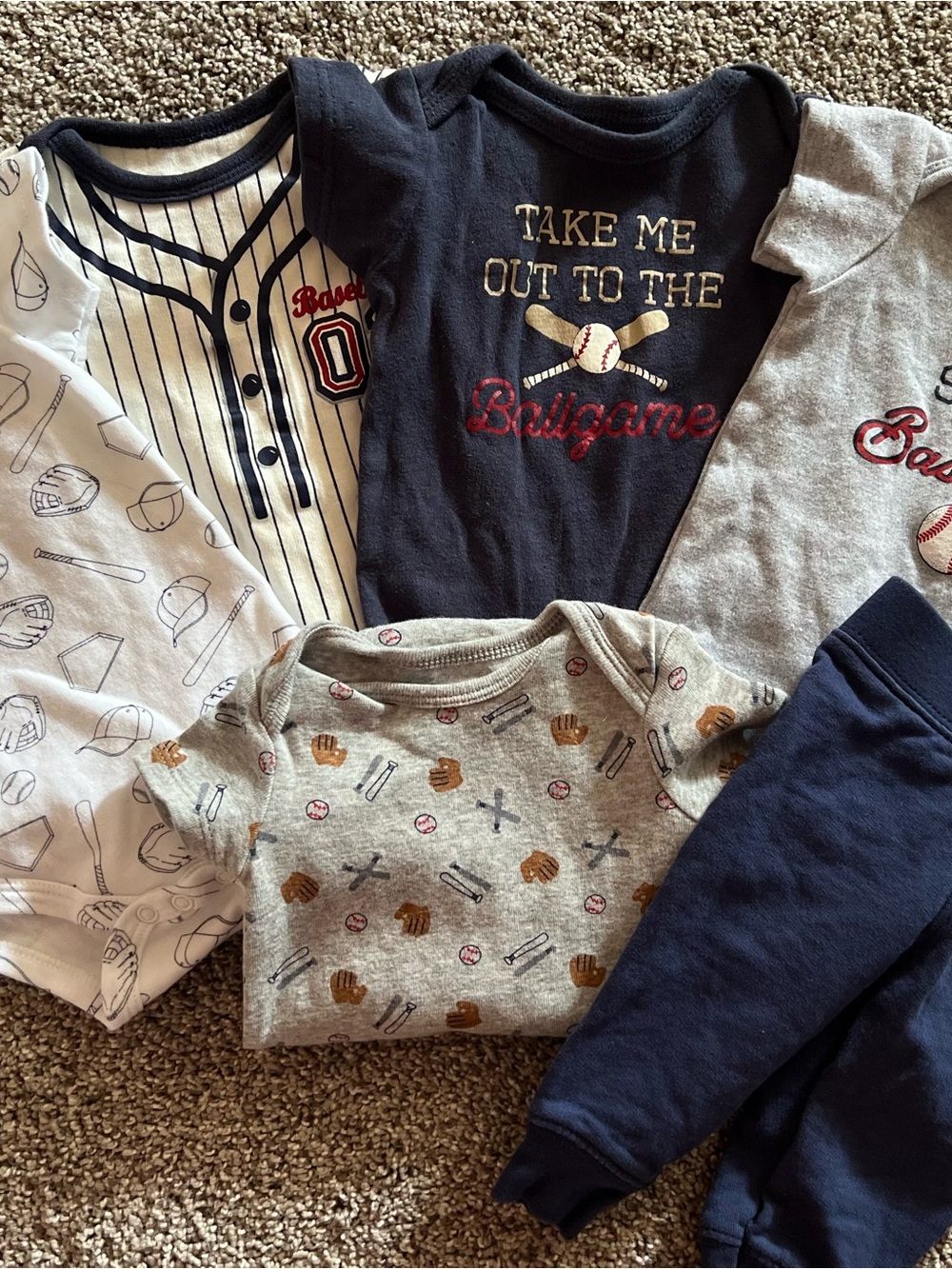Hudson Baby Navy, Gray & White Baseball Matching Set